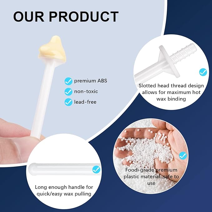Rolybag Nose Wax Sticks Applicators, 200 Pcs Plastic Wax Rod Wand for Nostril Cleaning and Nose Hair Removal-Velvo Beauty