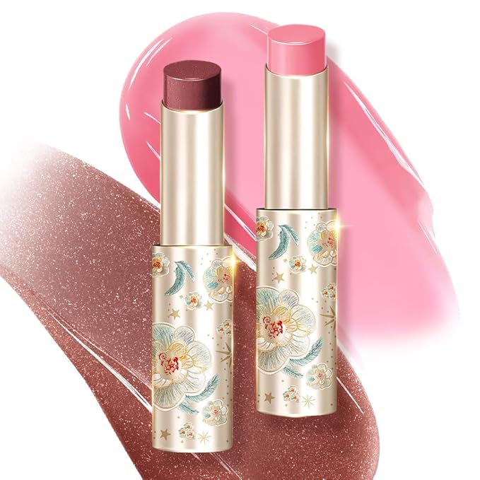 CATKIN Glossy Lip Balm Ultra Hydating Glow Lip Tinted Jelly Plump Melting Balm Shea Butter Repair Soothing For Dry Lips Dewy Finished 0.12 oz 2pcs Set 03-Velvo Beauty