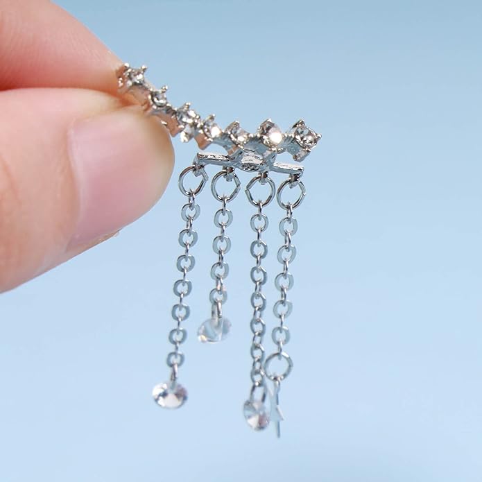 Boho Star Ear Jacket Earrings Gold Cz Star Ear Climber Earrings Crystal Chain Tassel Earrings Crystal Ear Crawler Long Chain Earrings Jewelry for Women and Girls Gifts-Velvo Beauty