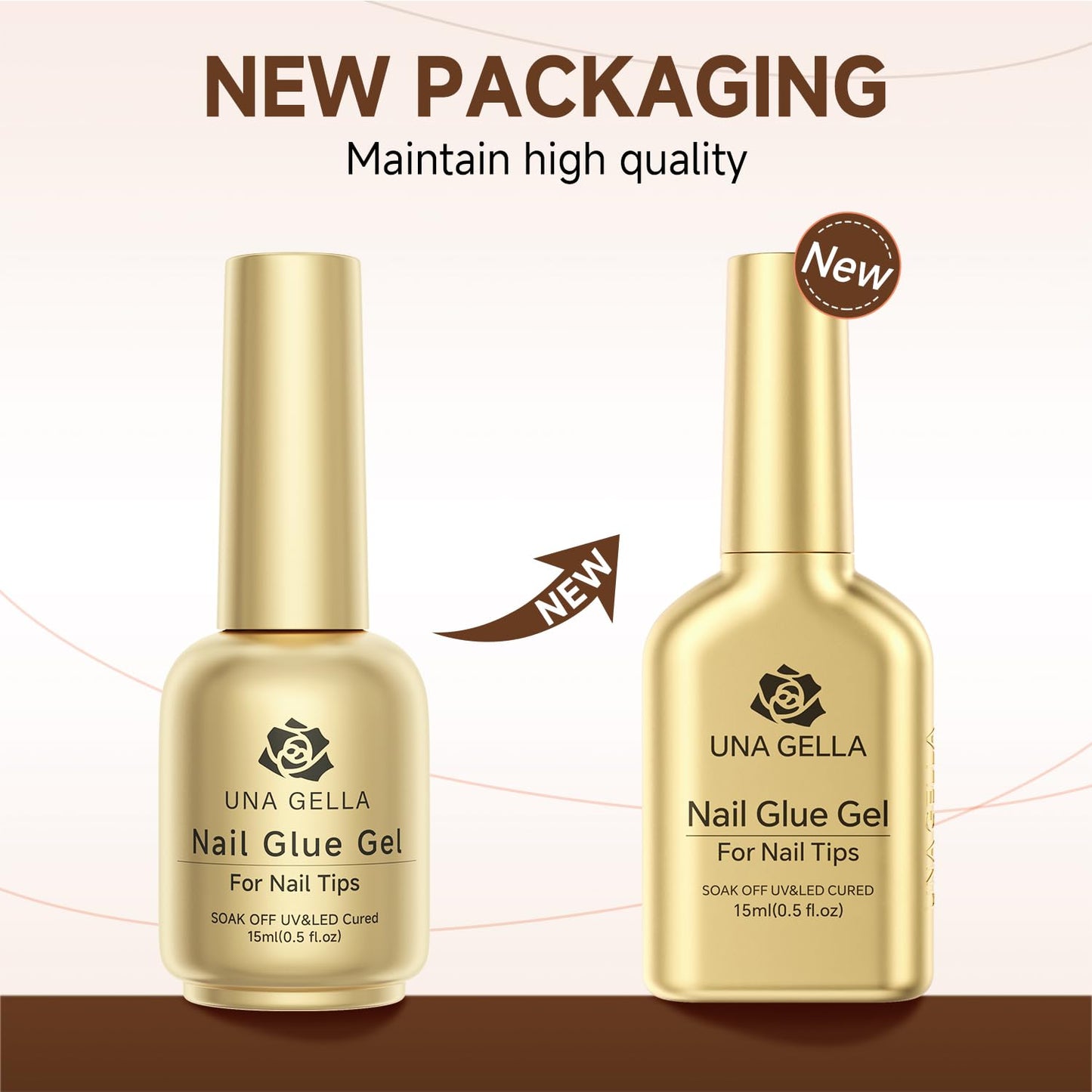 UNA GELLA 6 in 1 UV Gel Nail Glue for Clear Soft Gel Nails Tips, 2Pcs 15ml Lamp Curing Needed Long Lasting Super Strong Brush UV Nail Glue for Fake Tips and Clear Press on Nails-Velvo Beauty
