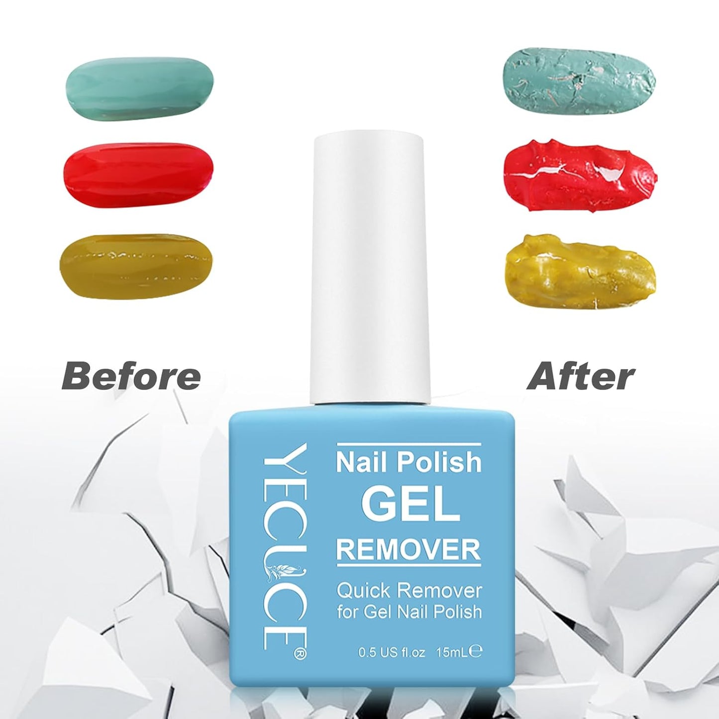 Gel Nail Polish Remover, Nail Polish Remover Gel Polish Remover for 2-3 Minutes Quick & Easy Remove No Need for Foil, Soaking or Wrapping (15m +1 PCS Cuticle Pusher +1 PCS Nail Polish Scraper)-Velvo Beauty