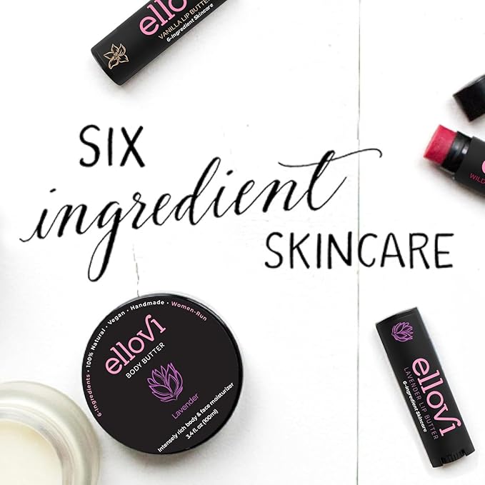 Natural Lip Butter Lip Balm - Lavender - Pure Enough to Eat - Made With Just 6 Vegan Ingredients - 100% Natural & Organic Moisturizing Lip Care for All Day Hydration (4-Pack)-Velvo Beauty