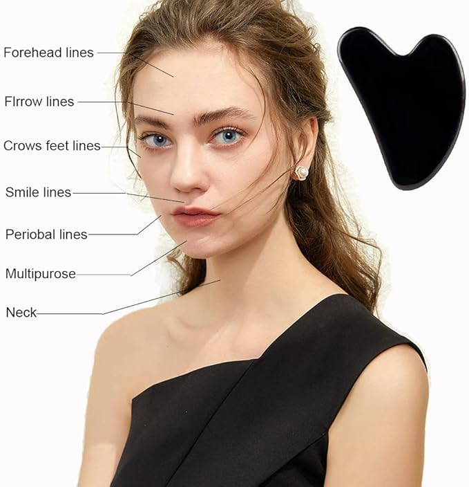 Ditind Gua Sha Facial Tools, Black Obsidian Gua Sha Massage Tool, Natural Jade Guasha Tool for Face and Body Skin Massage. Gua Sha Set for SPA Acupuncture Therapy, Trigger Point Treatment.-Velvo Beauty