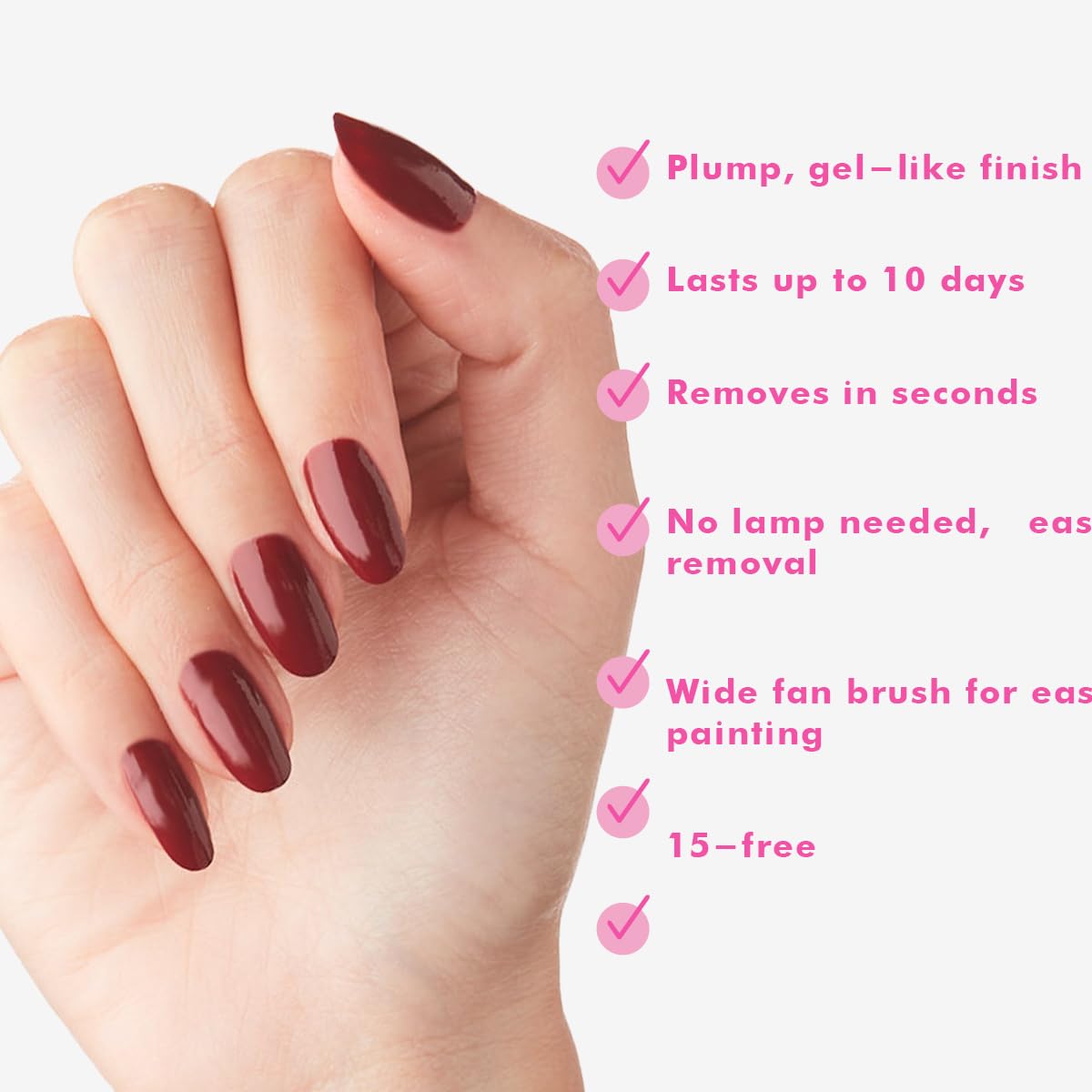 Olive & June Long Lasting Nail Polish | Plump Gel-Like Finish No Lamp Needed | Lasts up to 10 days | Salon-Quality Color at Home | 15-Free, Vegan & Cruelty-Free Chip-Resistant | Cozy Up | Brick Red-Velvo Beauty