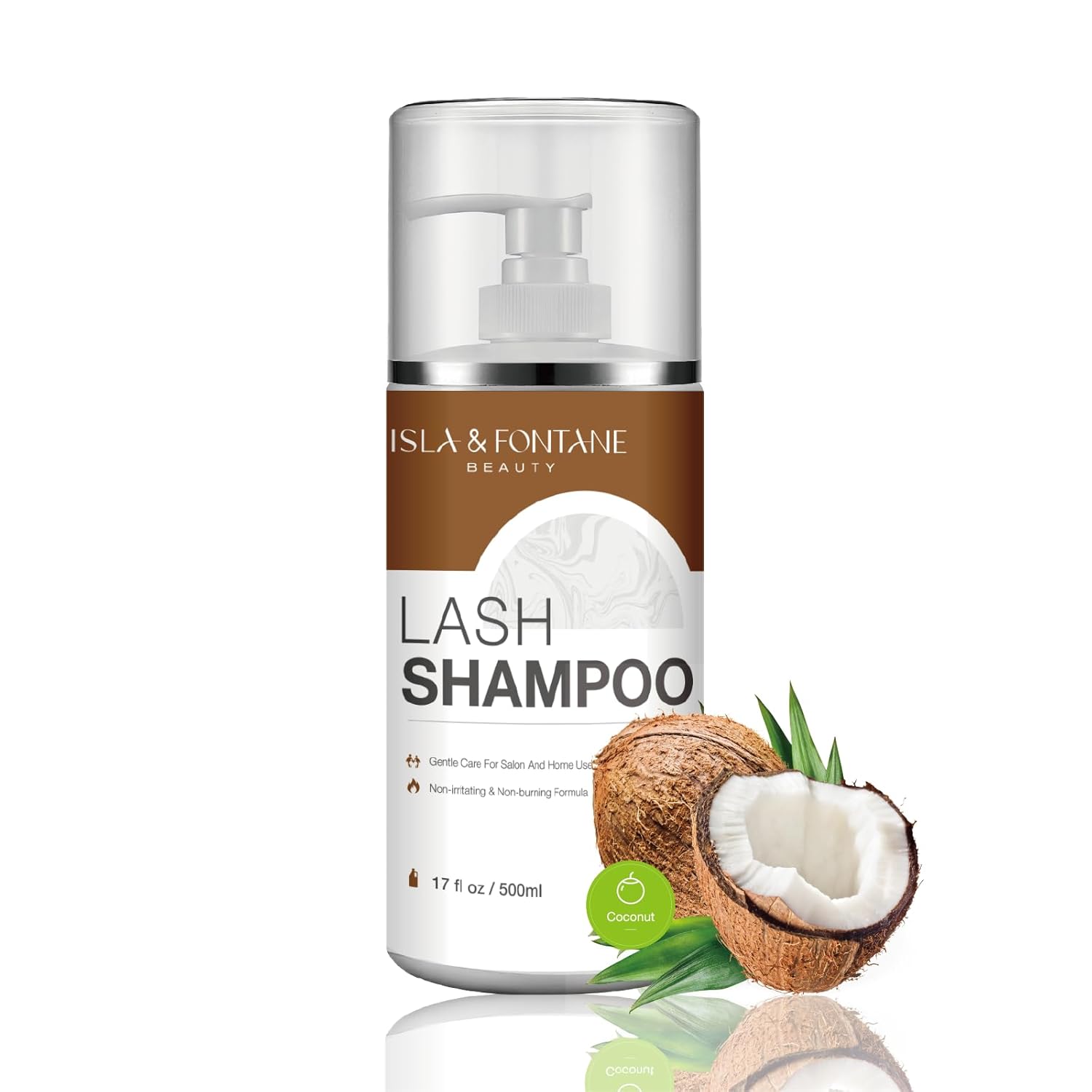 ISLA & FONTANE Lash Shampoo Bulk – Multi-Scent Series – 17 fl oz / 500ml | Gentle Eyelash Cleanser for Lash Extensions | Non-Irritating | Professional Lash Bath Foam For Salon And Home Use (Coconut)-Velvo Beauty