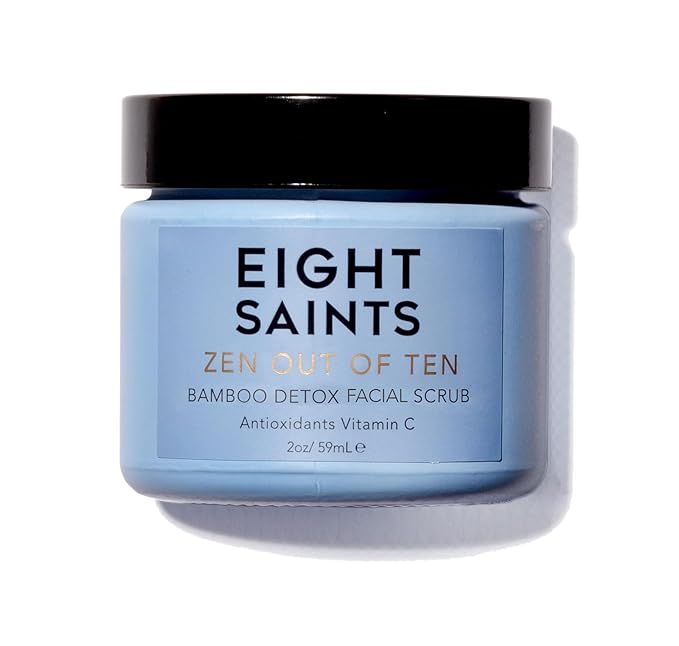 Eight Saints Zen Out Of Ten Bamboo Detox Face Scrub Exfoliator, Natural and Organic Daily Exfoliating Facial Scrub With Bamboo Fibers to Unclog Pores, Blackheads, Blemishes, and Dull Skin, 2 Ounces-Velvo Beauty