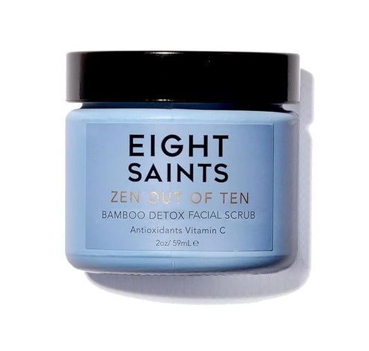 Eight Saints Zen Out Of Ten Bamboo Detox Face Scrub Exfoliator, Natural and Organic Daily Exfoliating Facial Scrub With Bamboo Fibers to Unclog Pores, Blackheads, Blemishes, and Dull Skin, 2 Ounces-Velvo Beauty