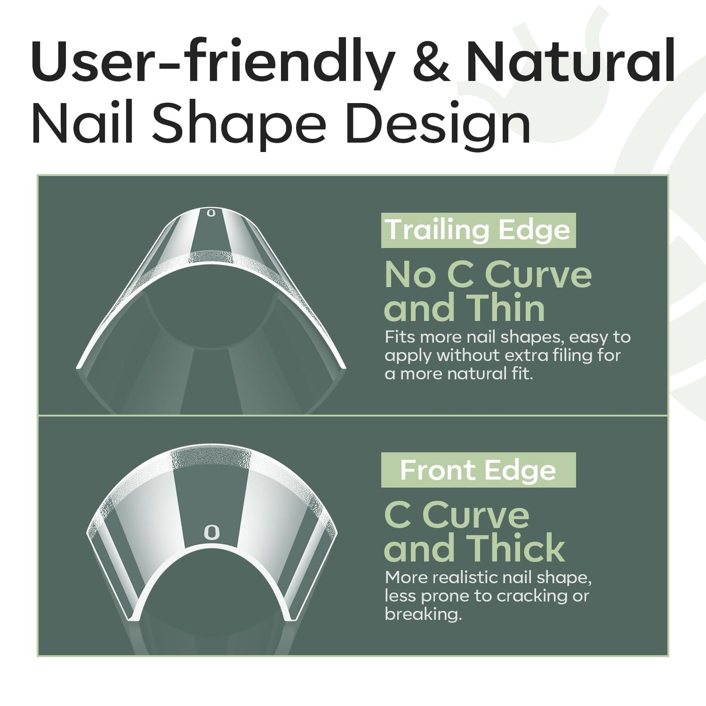 modelones Long Coffin French Nail Tips, 504 PCS No C Curve Pre-shaped Clear Acrylic Fake Nails Tips Gel Half Cover 12 Sizes with Box-Velvo Beauty