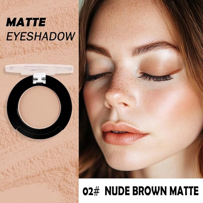 Single Matte Eyeshadow Makeup Palette, Neutral Dark Brown Eyeshadows Singles, Monochrome Eye Shadow Palette Makeup for Women, de sombras de ojos, Highly Pigmented Daily Evening Girls Eyeshadow-Velvo Beauty