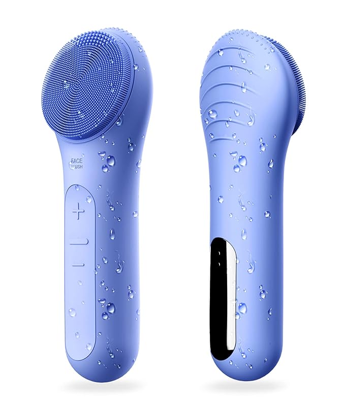 NågraCoola CLIE Facial Cleansing Brush, Waterproof and Rechargeable Face Scrub Brush for Men & Women, Cleansing, Exfoliating and Massaging, Electric Face Scrubber - Blue-Velvo Beauty