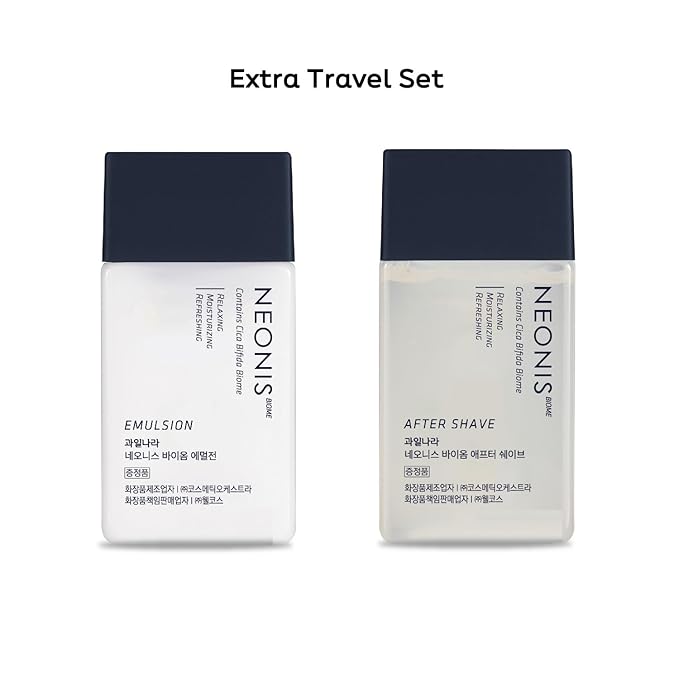 WELCOS Kwailnara NEONIS Aftershave 5.07 Fl oz & Emulsion 5.07 Fl oz with Convenient 1 Fl oz Travel Sizes Each | Gift Set | Korean Men's Skincare-Velvo Beauty