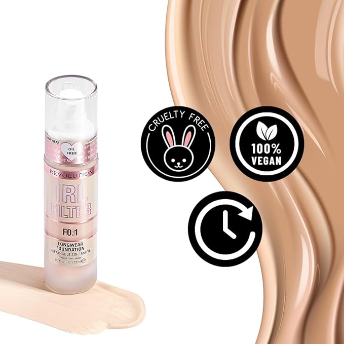 Revolution Beauty, IRL Filter Longwear Foundation, Soft & Breathable Formula, Medium to Full Coverage, Matte Finish, F9, 0.7 Fl. Oz-Velvo Beauty