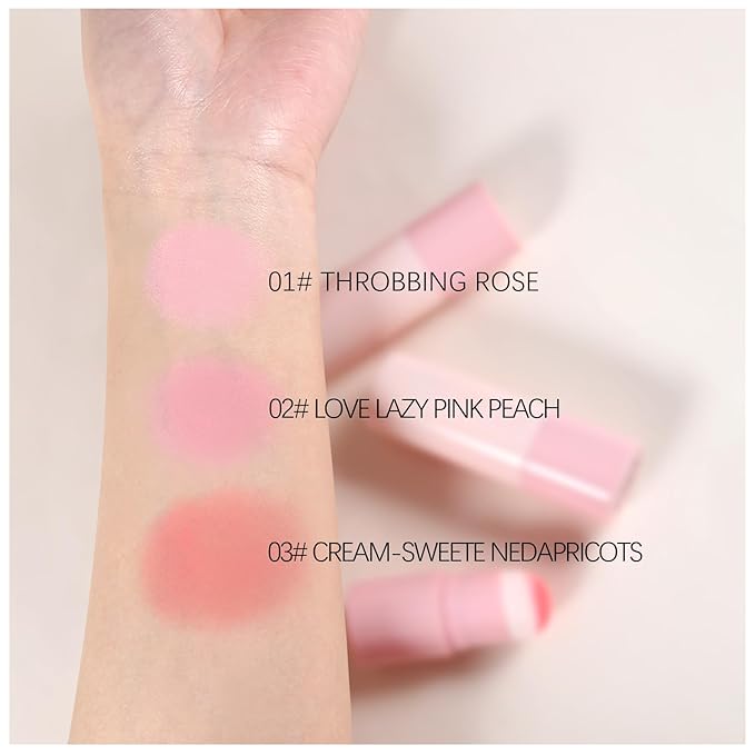 Boobeen Cream Blush Stick, Lightweight Buildable Blush Tint, Natural Matte Finish, Pink, 0.35 oz, Stick, Love Lazy Pink Peach-Velvo Beauty