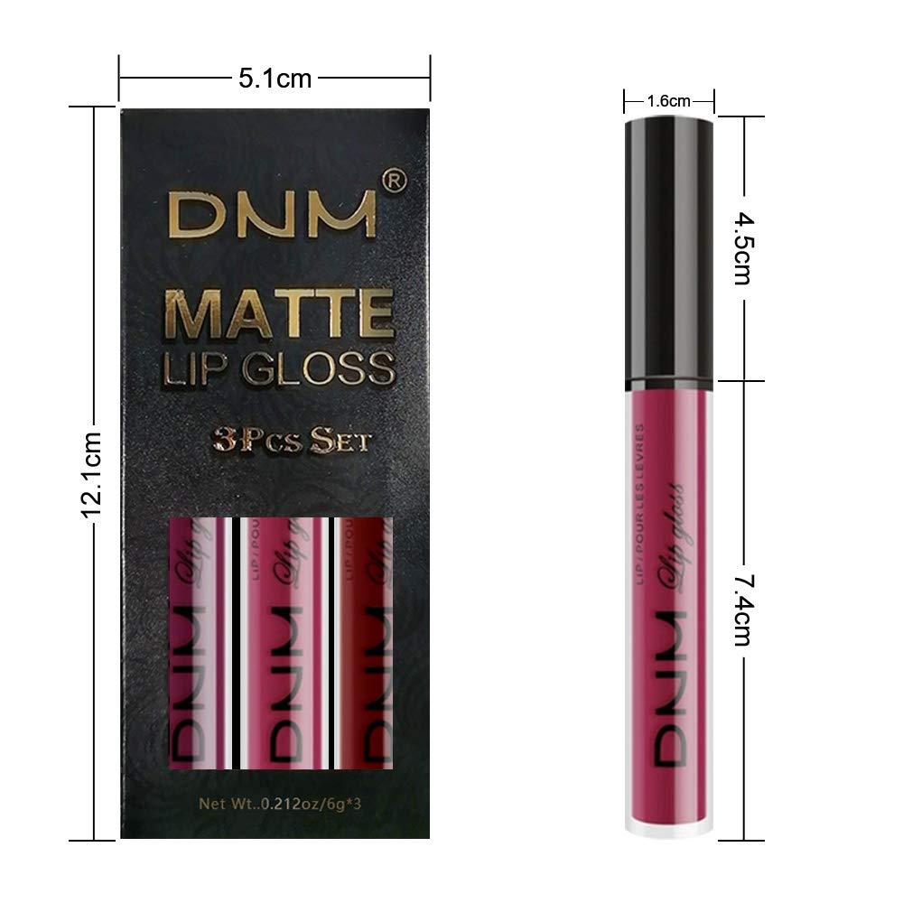evpct 3Pcs Dark Purple Red Rose pink Matte Liquid Lipstick Sets for Black Women Matte Lipstick Lip Stain Long Lasting Waterproof 24, labial mate larga duracion 24 labiales mate 24 horas originales-Velvo Beauty