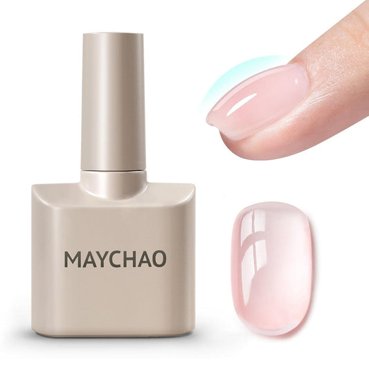 MAYCHAO 15ML Clearly Pink Builder Nail Gel 7 in 1 Clear Pink Builder Strengthener Gel Nail Polish for Nail Extension, No Wipe Base Coat for Home Manicure, 0.5 OZ-05-Velvo Beauty