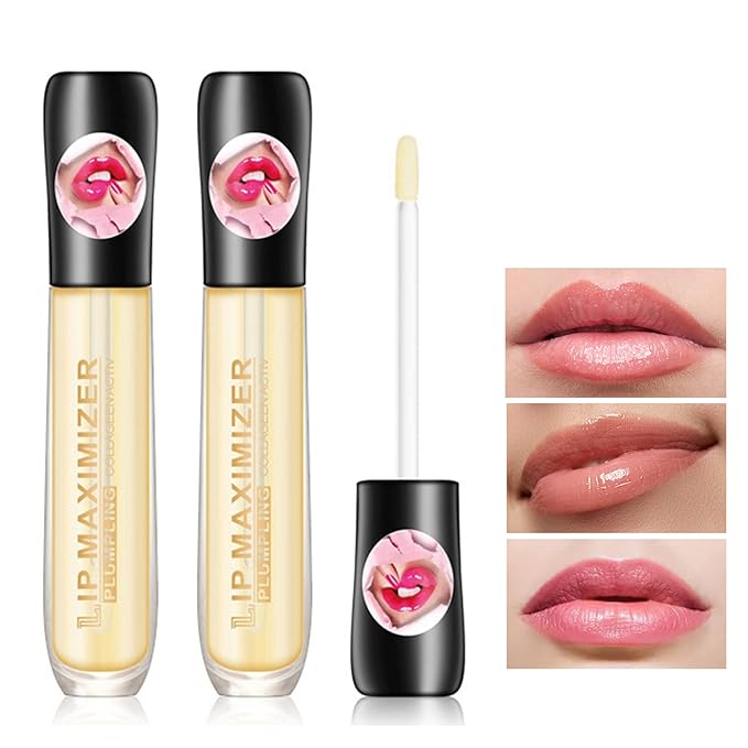 2 Pcs Lip Plumper Lip Gloss,Lip Maximizer Balm Plumper Lip Plumping Serum,Heathly Lip Moisturizer Enhancer Hydrated Lips,Reduces Improves Dry Lip Lines Lip Plumping Gloss Lip Extreme Volume-Velvo Beauty