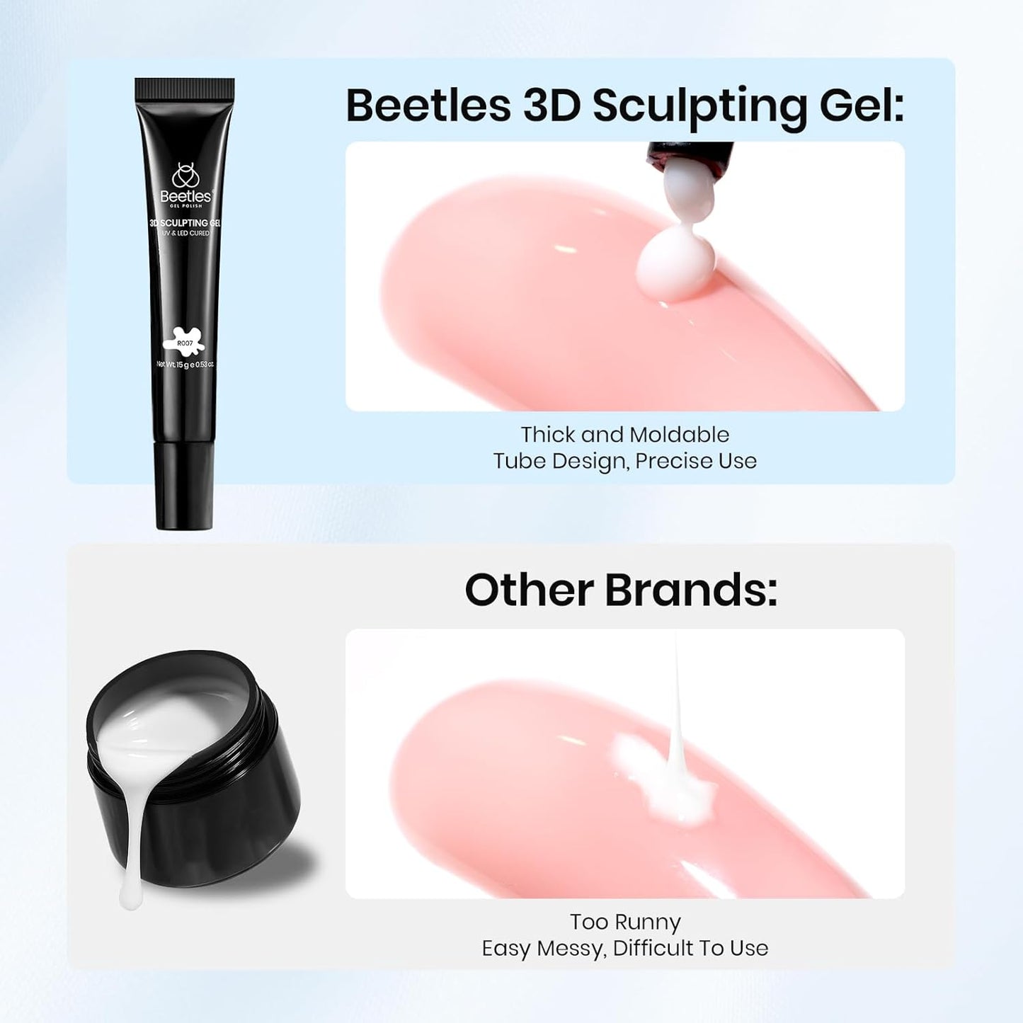 Beetles Sculpting Gel 3D Nail Art - Halloween White No Wipe Nail Polish 3D Rhinestone Building Multi-Function Drawing Gel for DIY Manicure Designs-Velvo Beauty