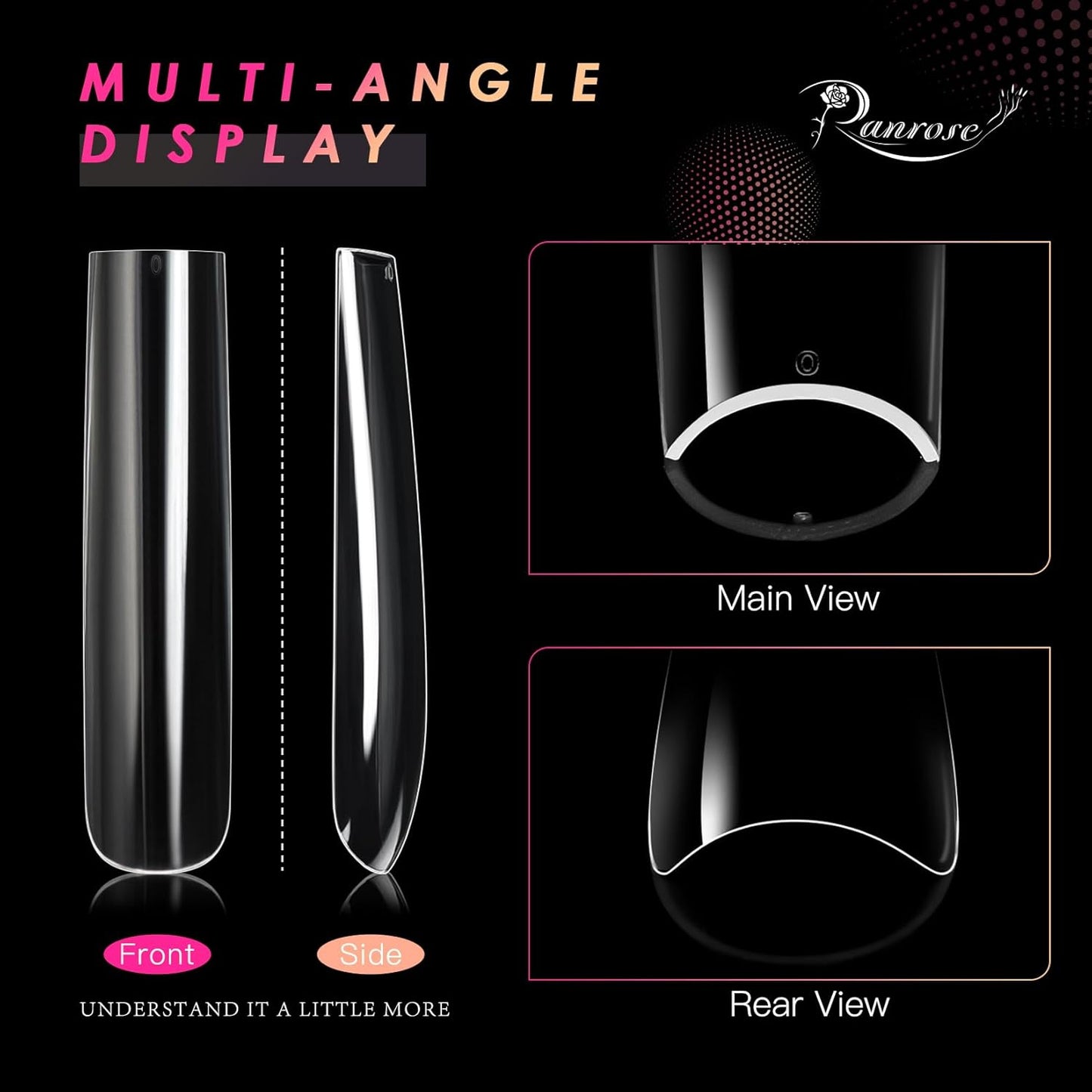 Ranrose Extra Long Nail Tips,240PCS XXXL Square Acrylic Tips Full Cover Clear Straight Tapered-Velvo Beauty