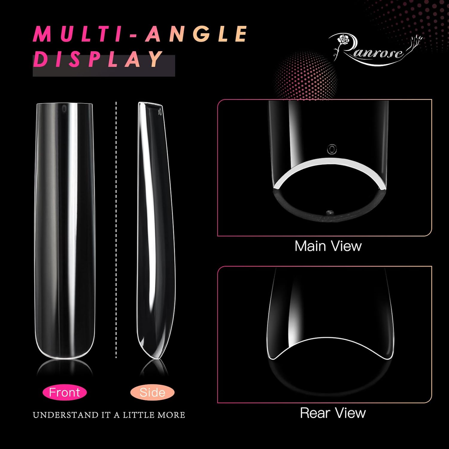 Ranrose Extra Long Nail Tips,240PCS XXXL Square Acrylic Tips Full Cover Clear Straight Tapered-Velvo Beauty