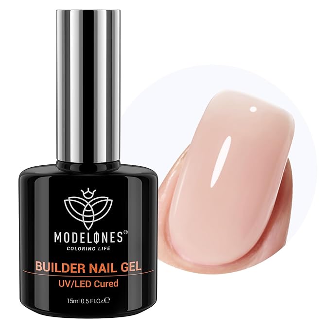 modelones 8-in-One Builder Nail Gel, Neutral Nude Builder for Thickening, LED Lamp Cured Hard Strengthener Extension Color Base Rhinestone Glue Gel Polish in a Bottle for DIY Home Salon-Velvo Beauty