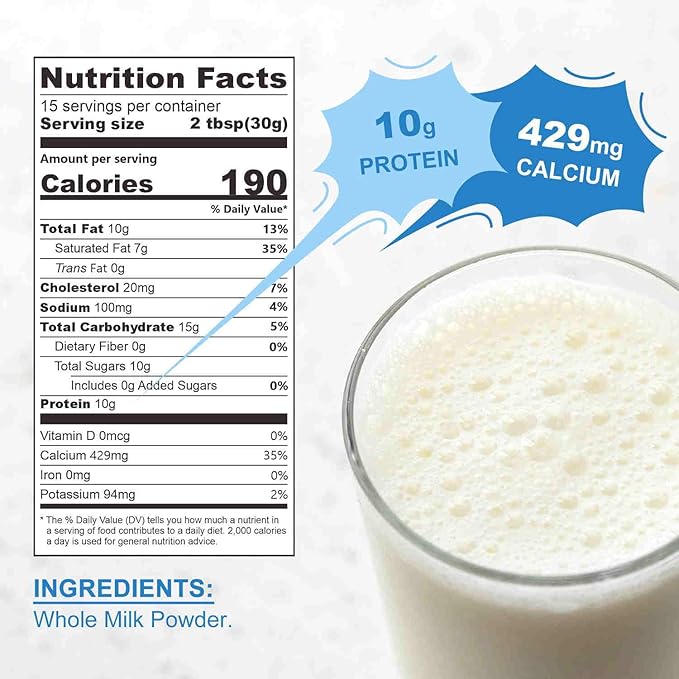 TALCUFON New Zealand Milk Powder Full Cream Instant Milk Powder Gluten Free, Non-GMO Shelf-Stable & Easy to Use 16 Oz-Velvo Beauty