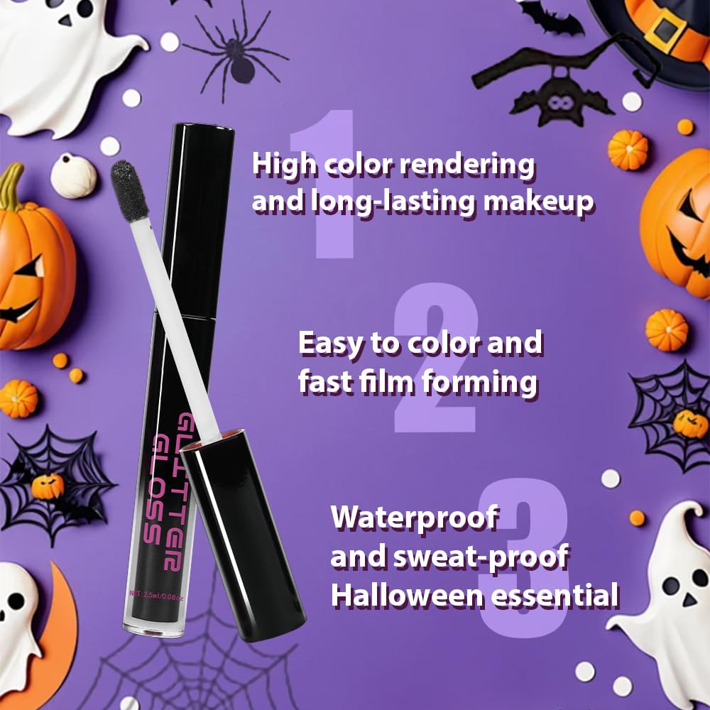 Gray Black Metallic Lipstick for Women,Glitter Sparkling Liquid Lipstick,Long Lasting Waterproof Lightweight Comfortable Non-Drying Bold Dark Lip Gloss for Gothic Stage Makeup,Vegan-Velvo Beauty