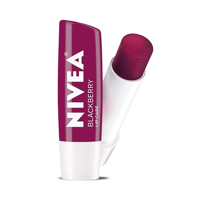 NIVEA Lip Balm, Blackberry Flavored Tinted Lip Balm Stick with Shea Butter and Jojoba Oil, 0.17 Oz, Pack of 4-Velvo Beauty