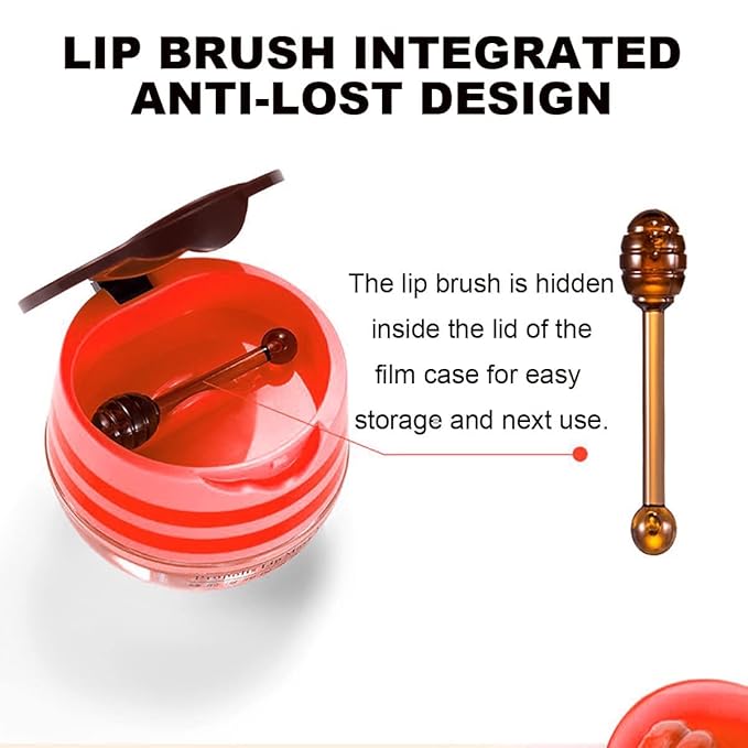 2PCS Strawberry & Honey Lip Balm, Hydrating Lip Propolis Sleeping Lip Mask, Moisturizing & Prevention Dry and Cracked Lip Scrubs Exfoliator, Lip Repair Nourishes the Lip Skin-Velvo Beauty