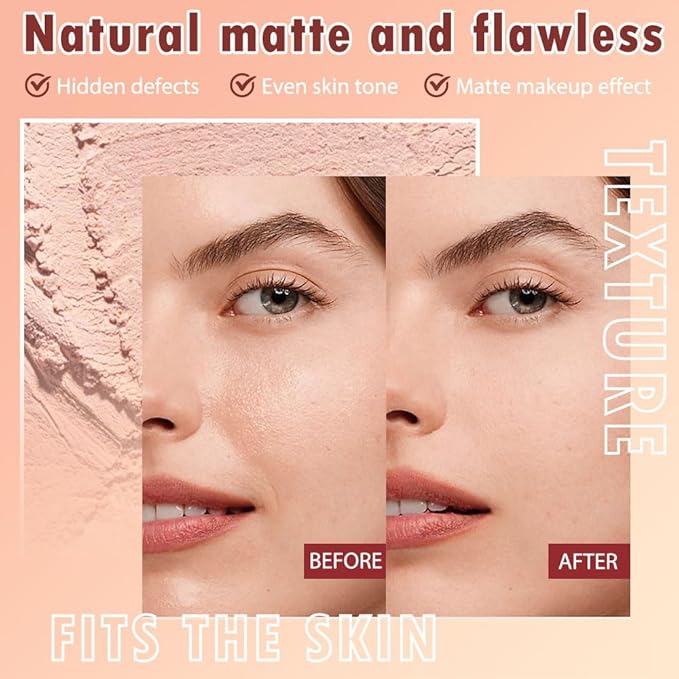Oil Control Face Pressed Powder, Matte powder setting powder, long-lasting and waterproof loose powder, Flawless Lightweight Face Cosmetics, Cruelty-free, (04, 1 Pcs)-Velvo Beauty