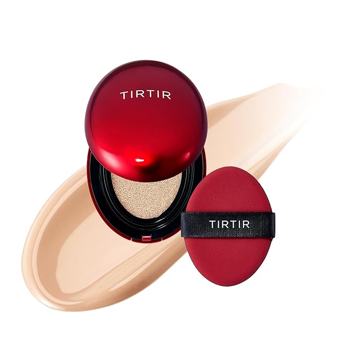 [*Mini Size*] TIRTIR Mask Fit Red Cushion Foundation | Full coverage, Weightless, Skin fit, Satin Glow Finish, Korean Makeup, beauty, Tattoo cover up, Buildable (#21C Cool Ivory, 0.15 Fl Oz)-Velvo Beauty