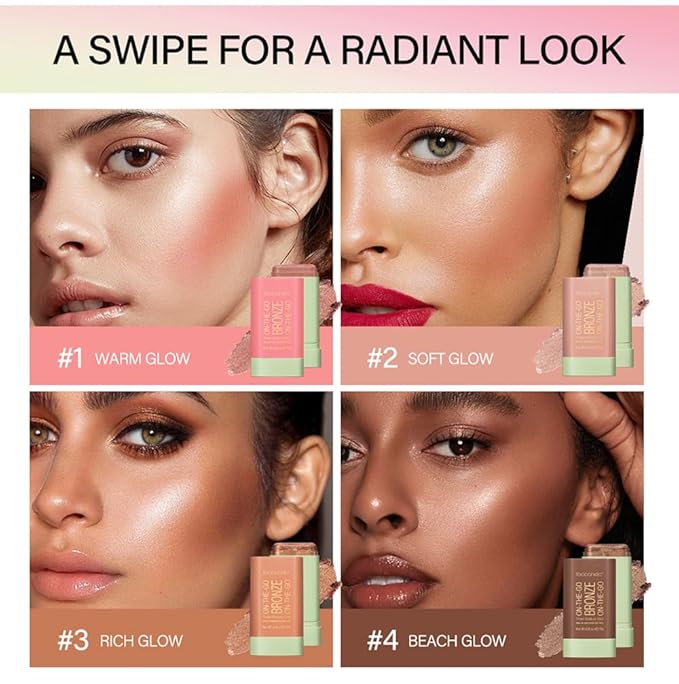 Cream Contour Stick,Bronzer Contouring Stick Facial Cream Highlight Contour Shaping Face Bronzer Makeup Blendable,Long Lasting 03-Rich Glow-Velvo Beauty