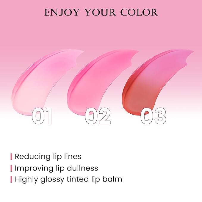 DAGEDA 3PCS Tinted Lip Balm, Moisturizing Magic Color Changing Lipstick, Soothing Hydrating Lip Balm Tinted, Glossy Lip Plump Gloss Butter Balm for Women, Lightweight, Non-Greasy, 01+02+03-Velvo Beauty