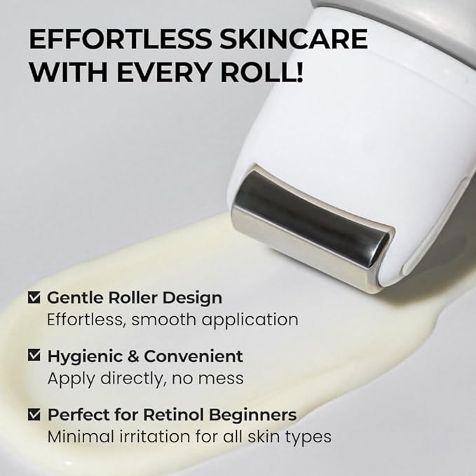 [SKIN&LAB] Retinol Lifting Roller Cream with Massage applicator, Vegan Anti Aging Face and Neck Cream for Reduce Wrinkles and Fine Line, For Face, Neck, Décolleté Wrinkle Care, 1.69 fl. oz.-Velvo Beauty