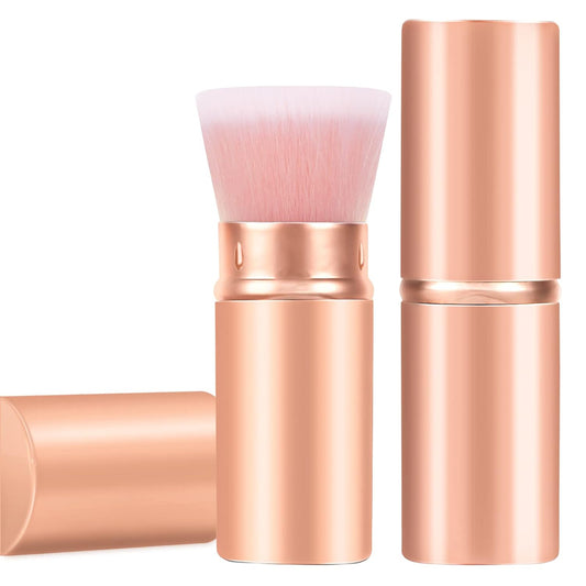 Falliny Retractable Makeup Brushes, Travel Kabuki Powder Foundation Brush, Portable Face Liquid Foundation Sunscreen Brush with Cover for Blending Liquid, Bronzer,Cream or Flawless Powder Cosmetics-Velvo Beauty