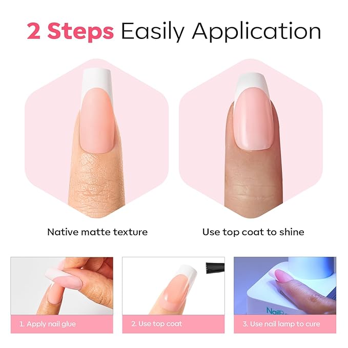 modelones Press on Nails, 150 Pcs French Tip Press on Nails, NailBoxie Brown Short Almond Nail Tips, Soft Gel Nail Tips, Ideal for Wedding, Party, Daily DIY Nail, 15 Sizes (S)-Velvo Beauty