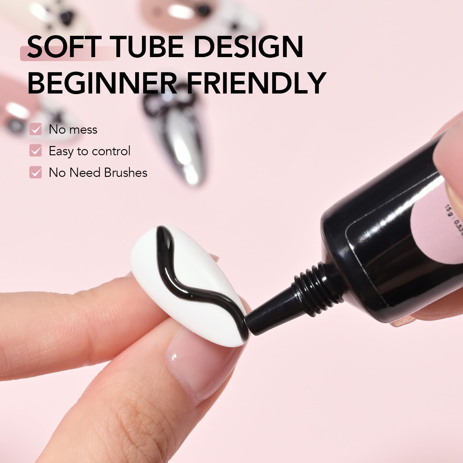 GAOY Black 3D Nail Gel, 15g Sculpting Gel for 3D Nail Art Designs Carving, Molding, Painting, No Wipe Gel for Gems & Charms Decoration, Salon DIY Use-Velvo Beauty