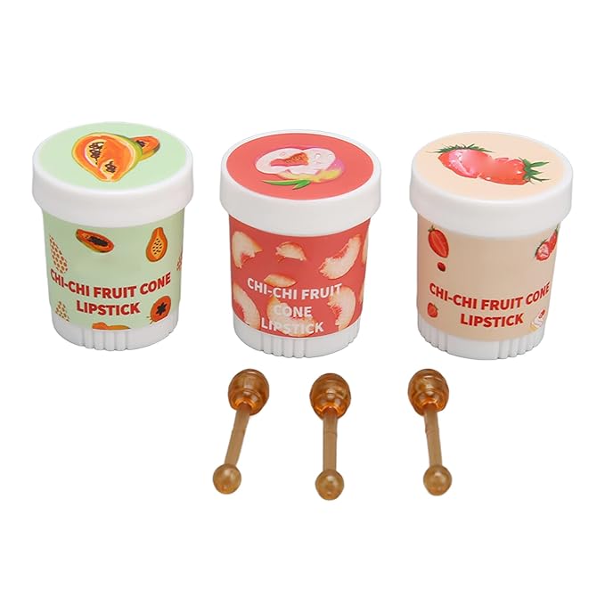 Lip Balm Cute, 3pcs Cute Ice Cream Shape Moisturizing Fragrance Wrinkle Removal Lip Care Cream for Chapped Lips Daily Use-Velvo Beauty