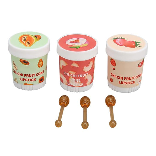 Lip Balm Cute, 3pcs Cute Ice Cream Shape Moisturizing Fragrance Wrinkle Removal Lip Care Cream for Chapped Lips Daily Use-Velvo Beauty