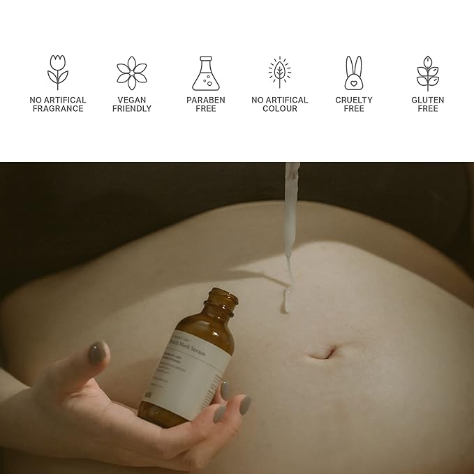 Birth Skincare Stretch Mark Serum for Pregnancy and Postpartum. Natural and safe for sensitive skin and all skin types. 𝐌𝐚𝐝𝐞 𝐢𝐧 𝐂𝐚𝐧𝐚𝐝𝐚, 2oz | 59 ml-Velvo Beauty