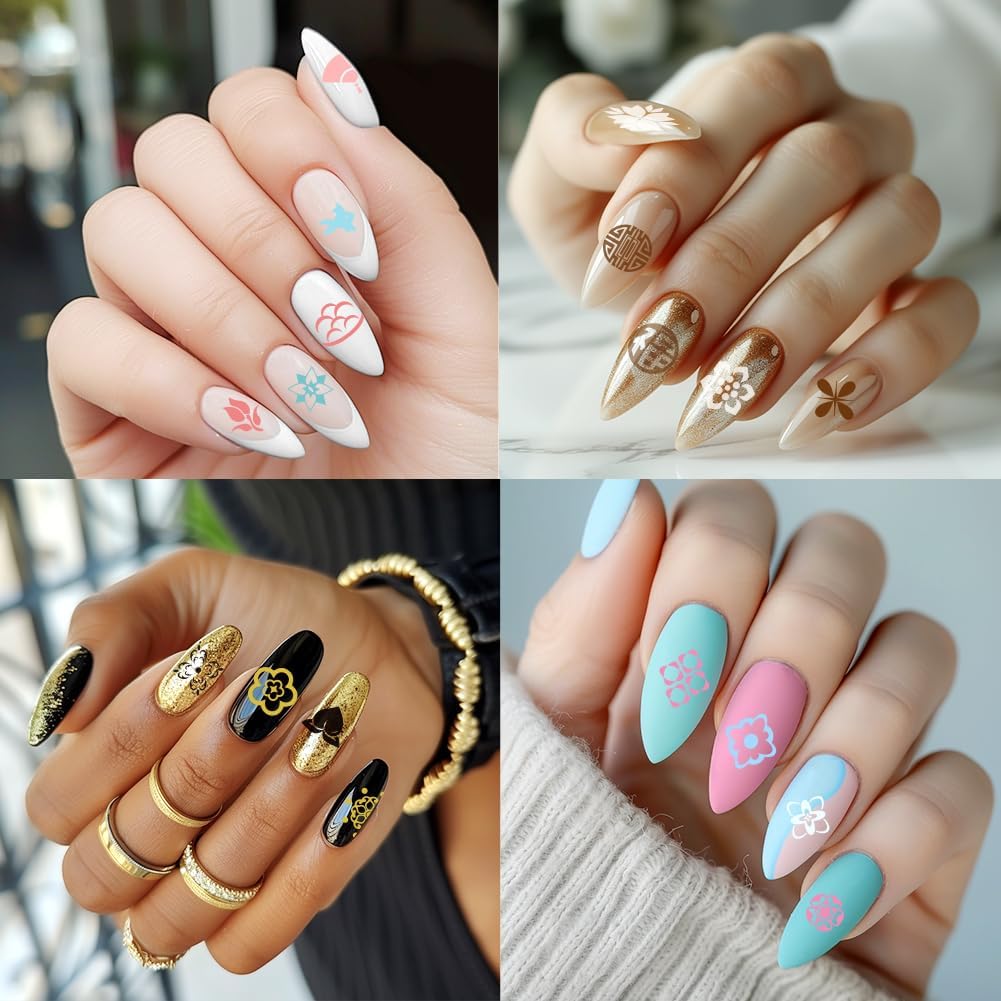 3Pcs Chinese Style Nail Stamping Plate Set Lucky Words Lanterns Bamboo Steel Nail Stamp Templates Clear Silicone Nails Stamping with Stamper Scraper for Manicure Printing-Velvo Beauty