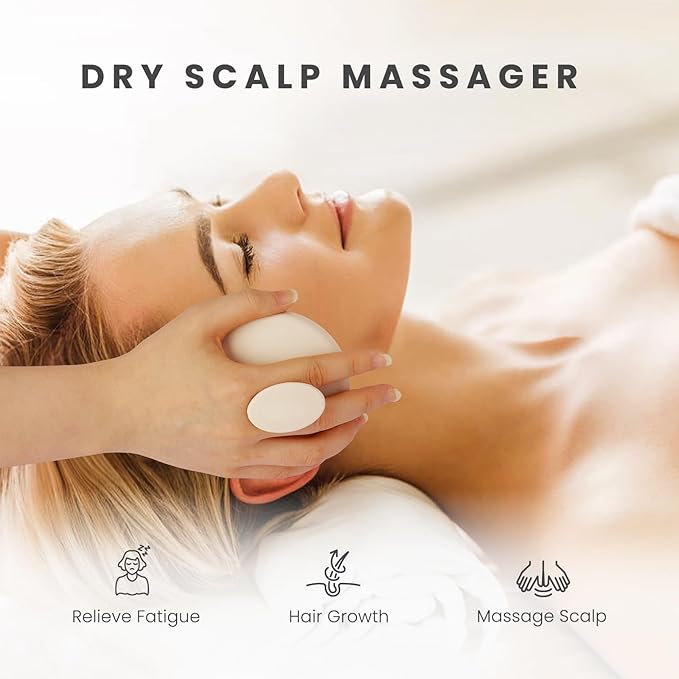 AIMIKE Scalp Massager Shampoo Brush, Soft Silicone Scalp Scrubber, Scalp Brush/Exfoliator for Washing Hair Dandruff, Scalp Massager Hair Growth Stimulator, Wet Dry Scalp Hair Scrubber - Oatmeal-Velvo Beauty