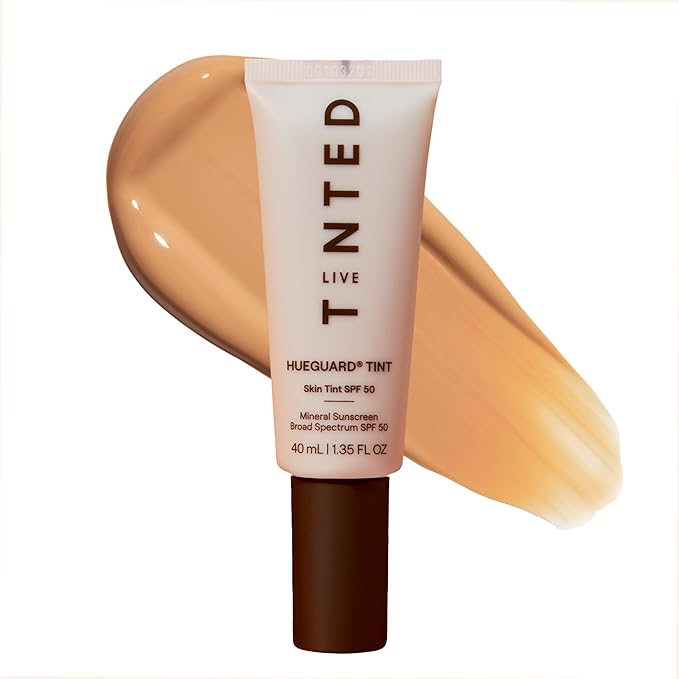 Live Tinted Hueguard Skin Tint SPF 50 - Tinted Mineral Sunscreen with Light-Medium Buildable Coverage With a Hydrating and Radiant Finish - Water and Sweat Resistant, 1.35 fl oz - Shade 08-Velvo Beauty