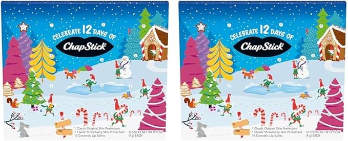 ChapStick 12 Days of Holiday Advent Calendar Lip Balm Gift Set - 0.15 Oz (Pack of 2)-Velvo Beauty