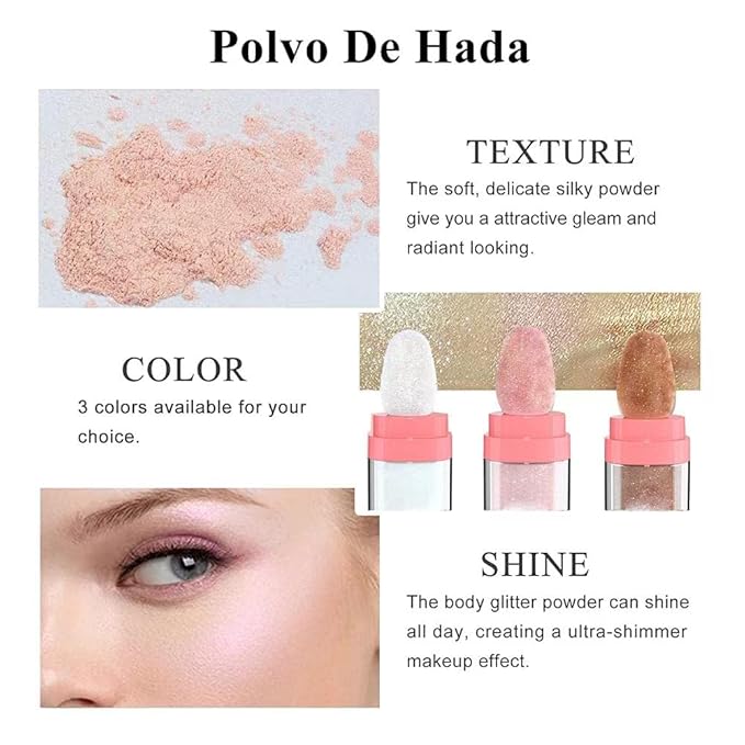 Glitter Powder Highlighter Makeup, Body Brightens the Natural Three-Dimensional Face Blusher Fairy Highlight Patting Powder. (03# Golden Brown)-Velvo Beauty
