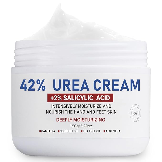 OUKEYA Urea Cream 42% plus Salicylic Acid 2% Net 5.29 Oz for Dry Cracked Feet,Heels,Knees,Elbows,Hands Repair Treatment Moisturizes and Removes Corns,Calluses,Dead Skin,and Softens Toenails-Velvo Beauty