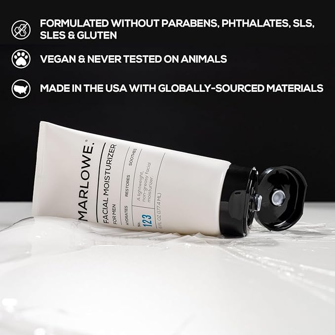 MARLOWE. Skin Care Set, No. 122 Facial Scrub 6 oz & No. 123 Facial Moisturizer 6 oz with Natural Extracts & Antioxidants, Cleanses, Exfoliates, Hydrates & Soothes-Velvo Beauty