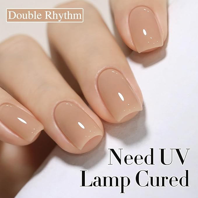 Double Rhythm 0.50 OZ Translucent Gel Polish Same Color Same Bottle Sheer Pastel Neutral Natural Milky 15 ML Jelly UV Nail Art DIY at Home (Translucent Tea-A1496)-Velvo Beauty