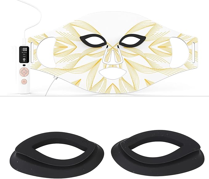 LED Photon Facial Cover Eye Cover Silicone Protective Eye Patch for Skin Rejuvenation Face Guard Device (Black)-Velvo Beauty
