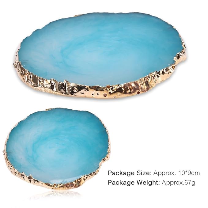 Nail Art Palette, Natural Resin Stone Nail Art Palette for Painting Placing Things Making Nail(Blue)-Velvo Beauty