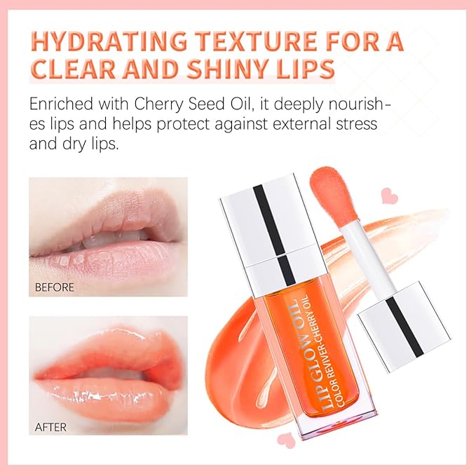 Hydrating Lip Glow Oil Moisturizing Plumping Lip Tint Lip Gloss Transparent Lip Balm Long Lasting Nourishing Repairing Lightening Lip Lines (007#+015#)-Velvo Beauty
